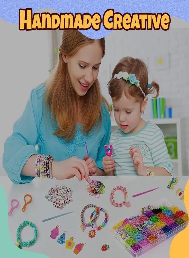 Homeaura 2500Pcs+ Loom Bands Making Kit for Kids Girls Rainbow Looms Rubber Band Craft Friendship Bracelet Maker Loom Band Set with Braiding Tools Letter Beads & Cute Pendants Multicolour - Image 5